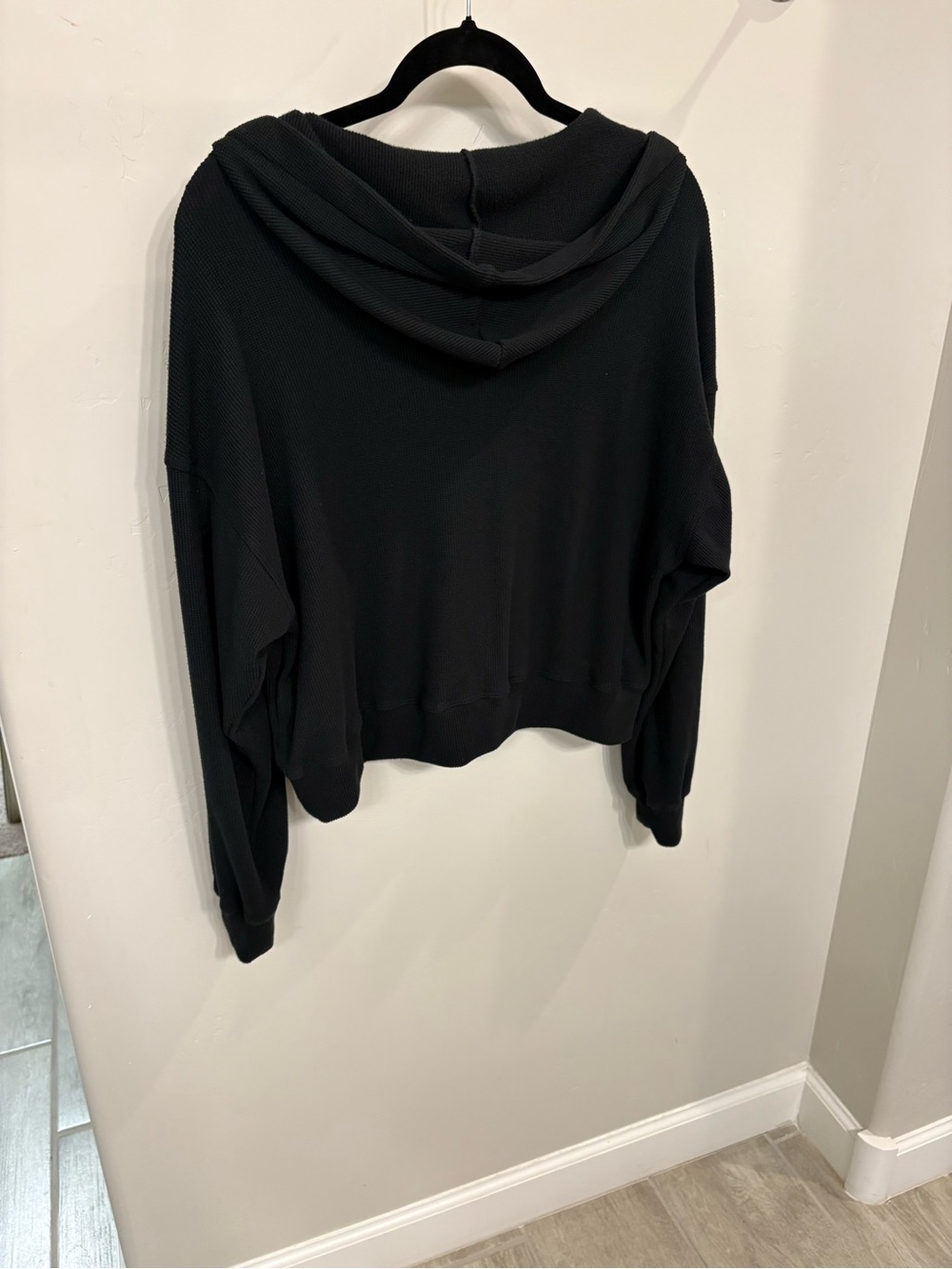 Gilly Hicks Black Zip-Up waffle knit Hoodie - Picture 7 of 7